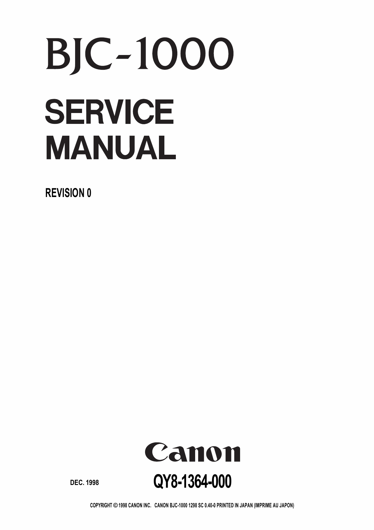 Canon BubbleJet BJC-1000 Service Manual-1